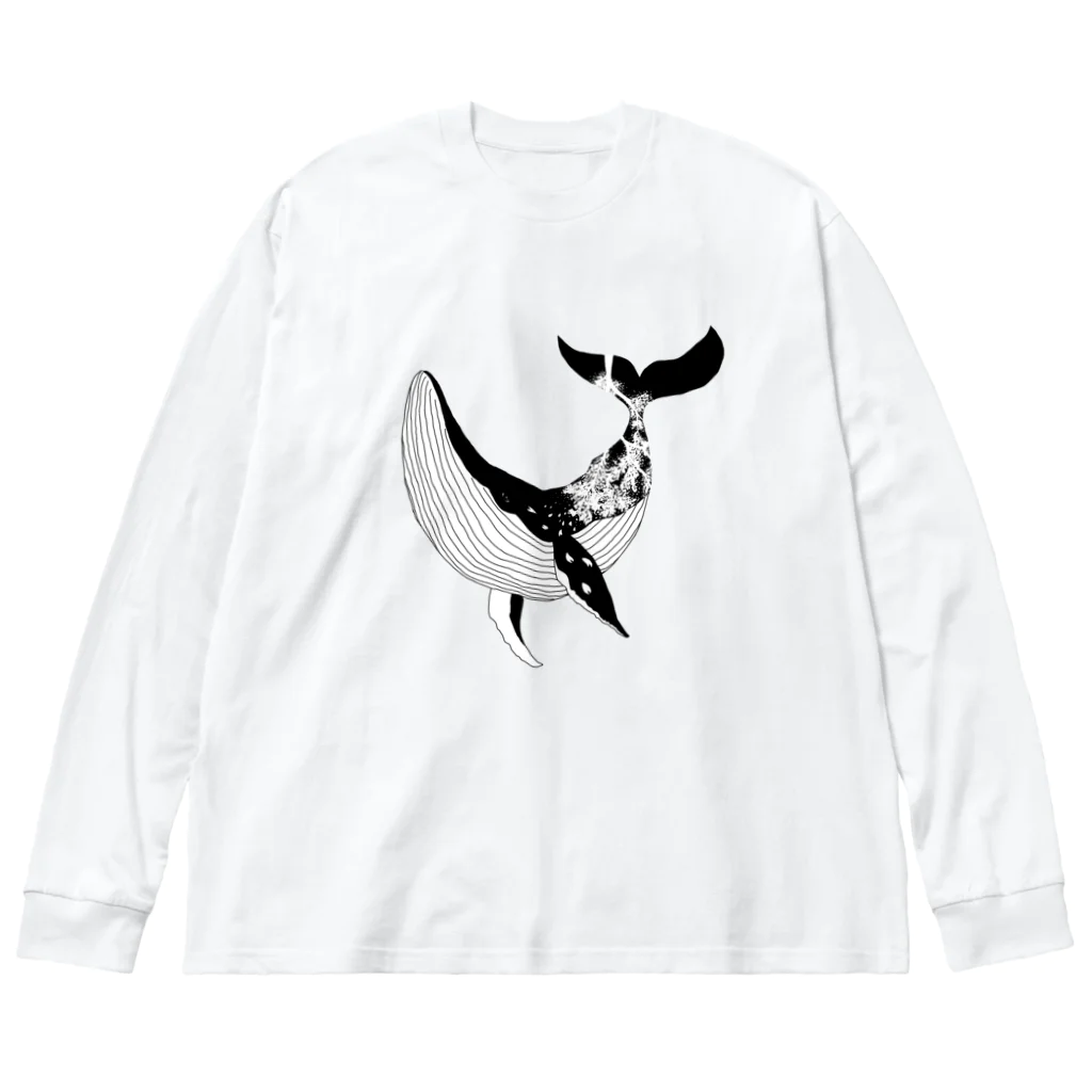 ぱくちのお店の桜吹雪くくじら（改定） Big Long Sleeve T-Shirt