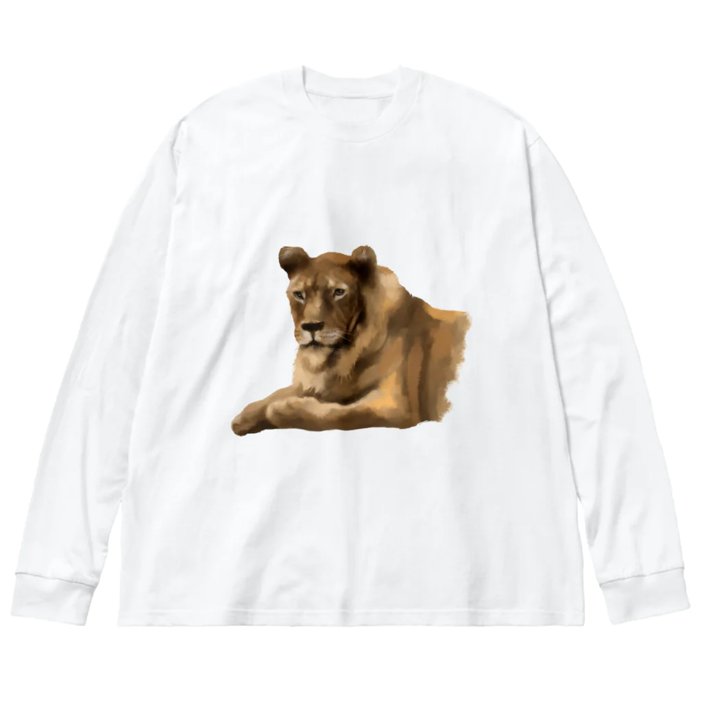 バクの森 〜マレーバクや動物イラストのグッズ 〜のAnimals シリーズ 〜ライオン〜 Big Long Sleeve T-Shirt