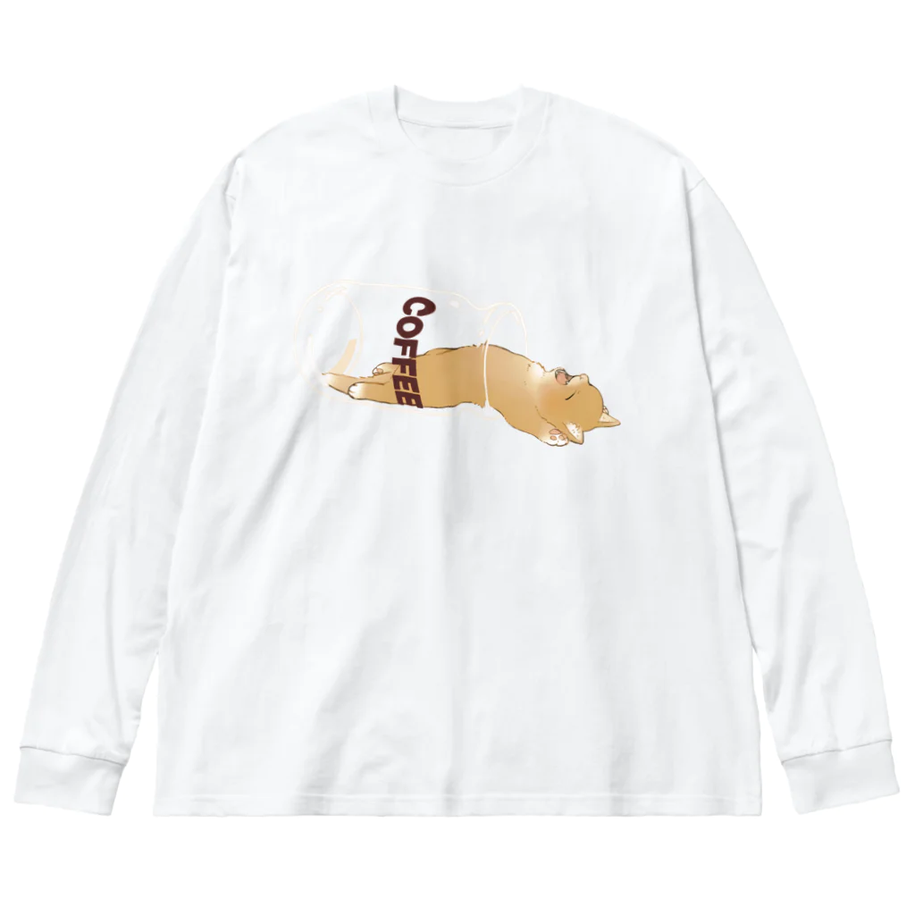 suzurlの猫は液体ーMilk coffeeー ビッグシルエットロングスリーブTシャツ