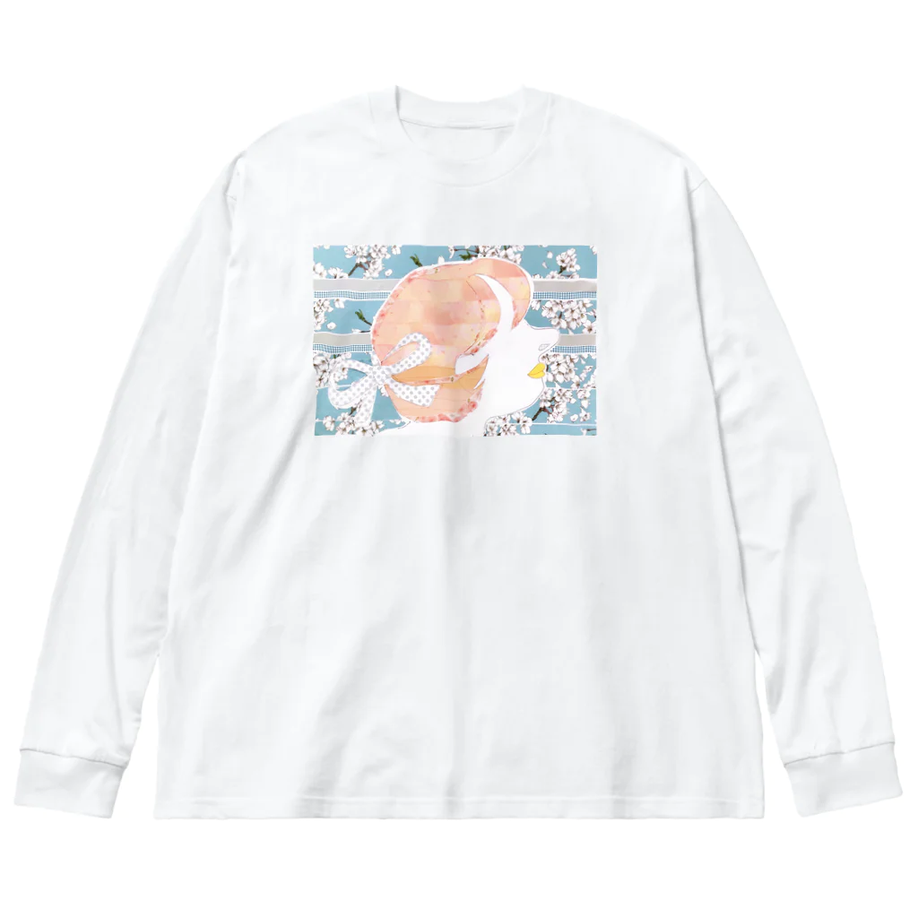 ☺︎のマステ絵ポニーテール揺れる ビッグシルエットロングスリーブTシャツ