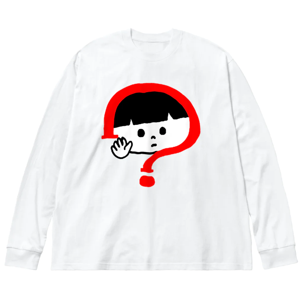 hikoのシロクロ君とあお目ねこ ビッグシルエットロングスリーブTシャツ