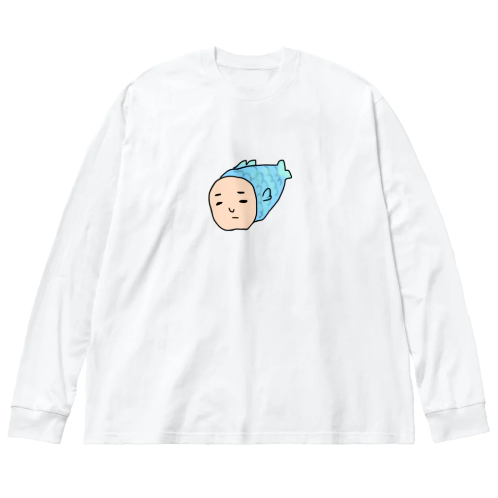 もふもふにゃんずの人面魚 ビッグシルエットロングスリーブTシャツ