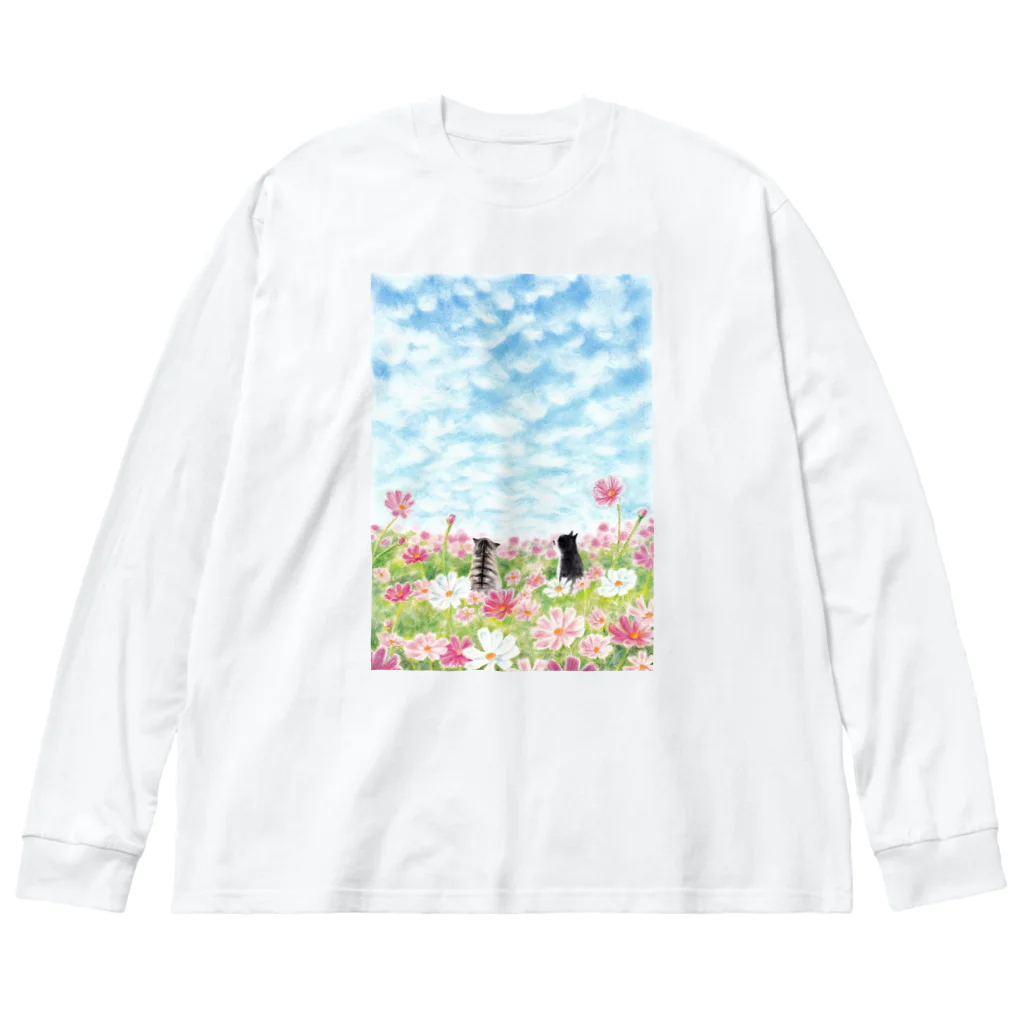 Ａｔｅｌｉｅｒ　Ｈｅｕｒｅｕｘのコスモス畑のトロとクロ Big Long Sleeve T-Shirt