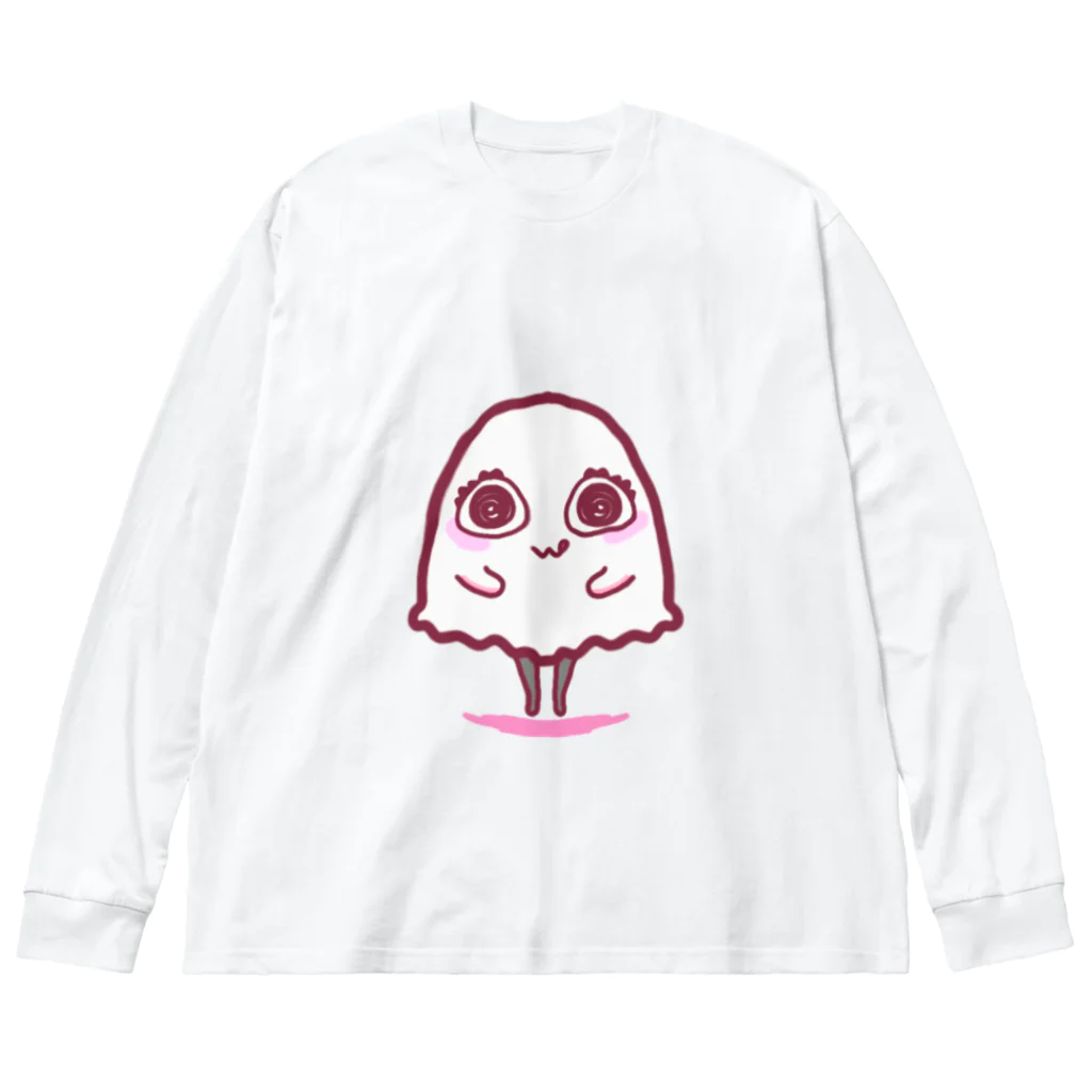 Ri0のいたずらおばけちゃん(ぴんく) ビッグシルエットロングスリーブTシャツ