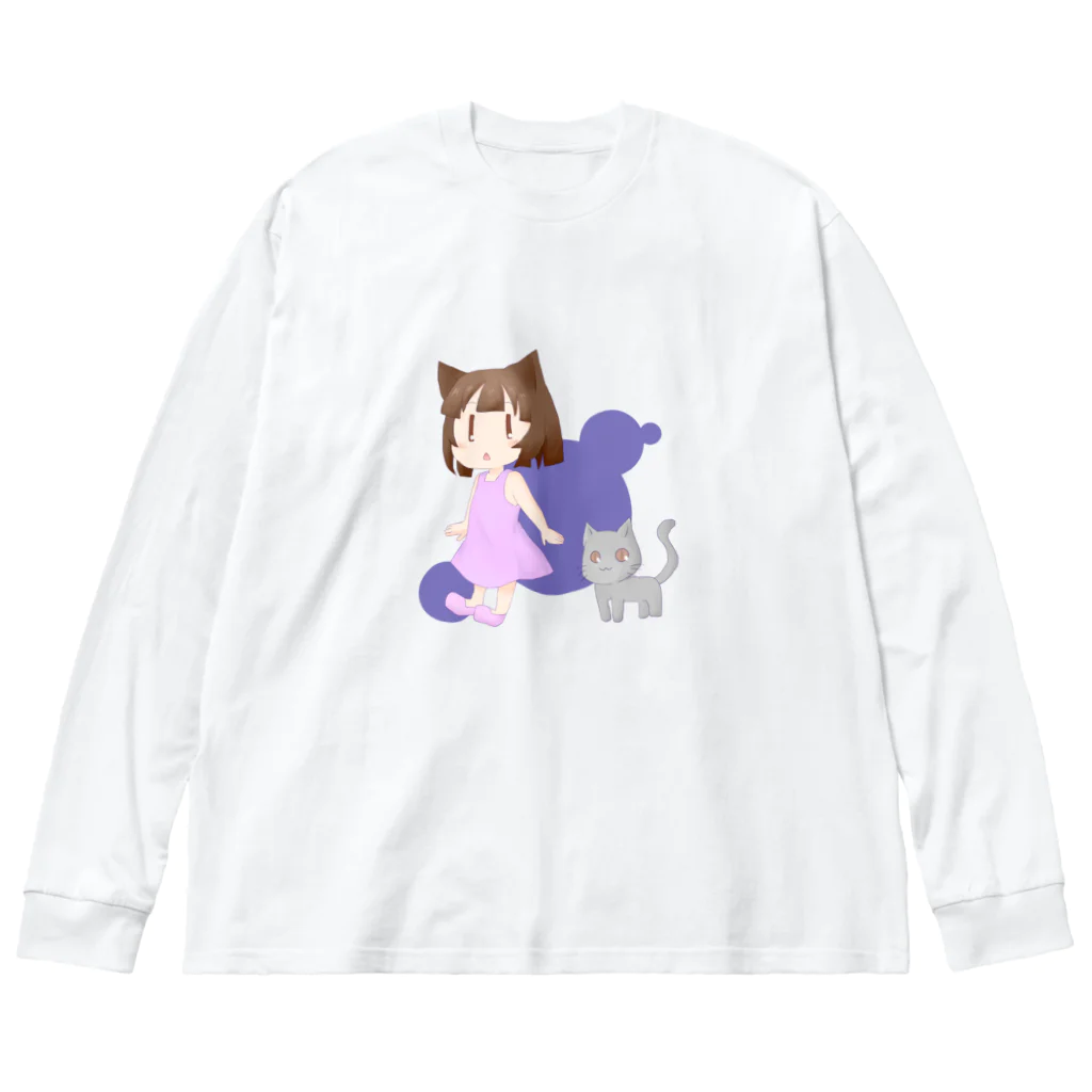 クロム堂のねこみみちゃん ビッグシルエットロングスリーブTシャツ