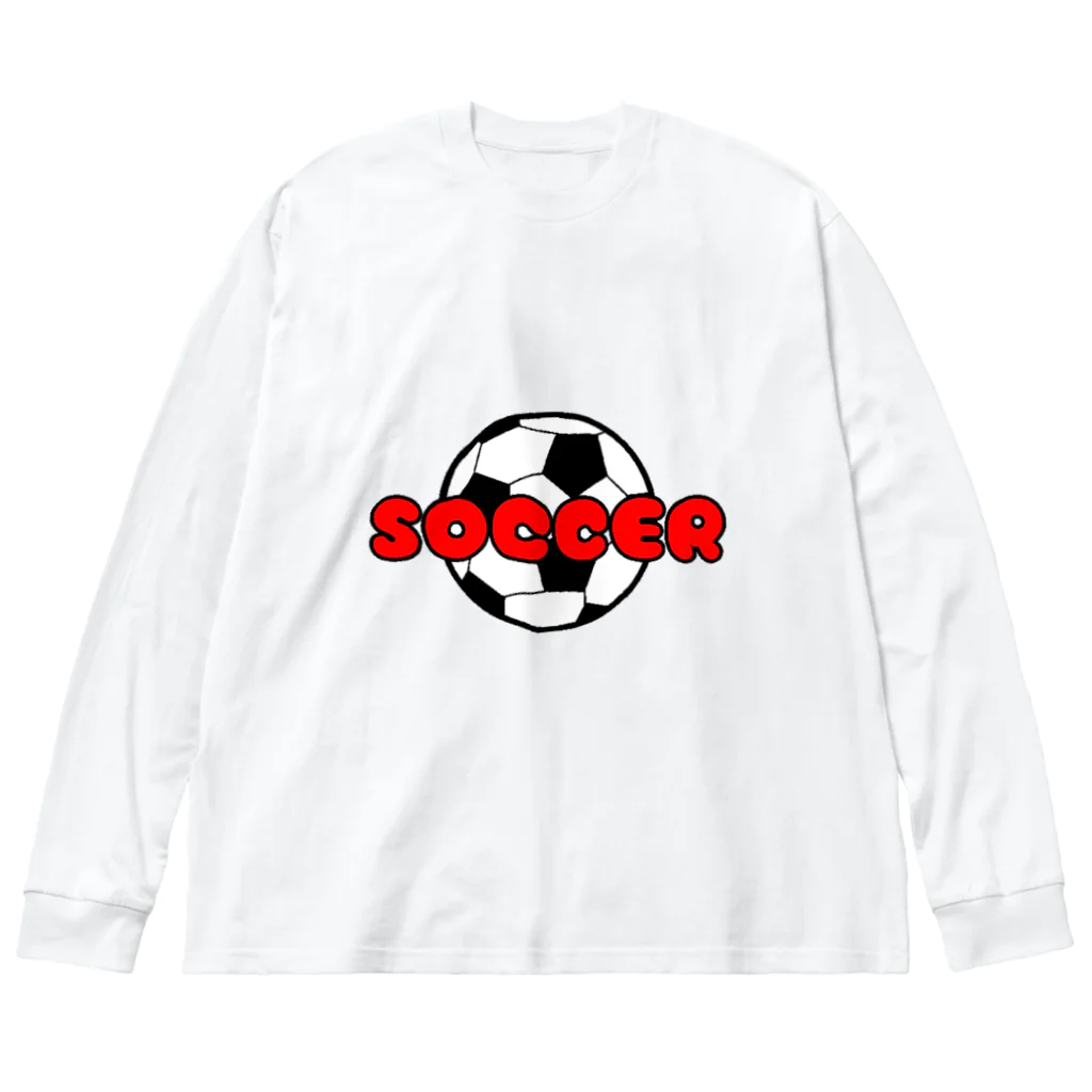 happy_25chanのサッカーボール柄（レッド） Big Long Sleeve T-Shirt