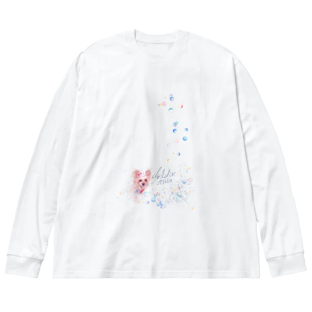 R&Mのリアル風ヨーキーちゃん。ロングコートにキュートなリボン～縦長～ Big Long Sleeve T-Shirt