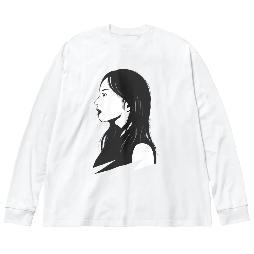 R-design STOREのクールな女性の横顔 Big Long Sleeve T-Shirt