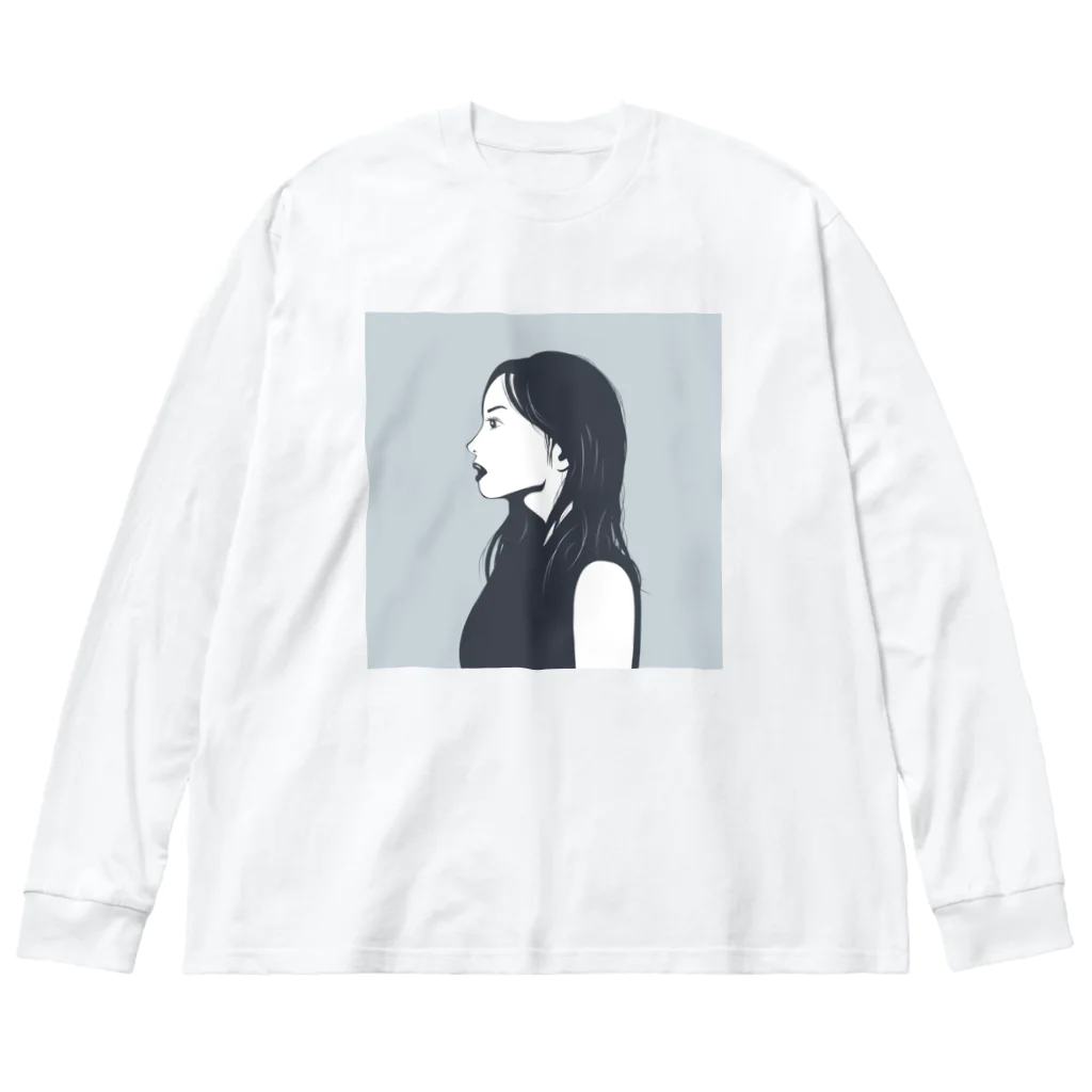 R-design STOREのクールな女性の横顔 Big Long Sleeve T-Shirt