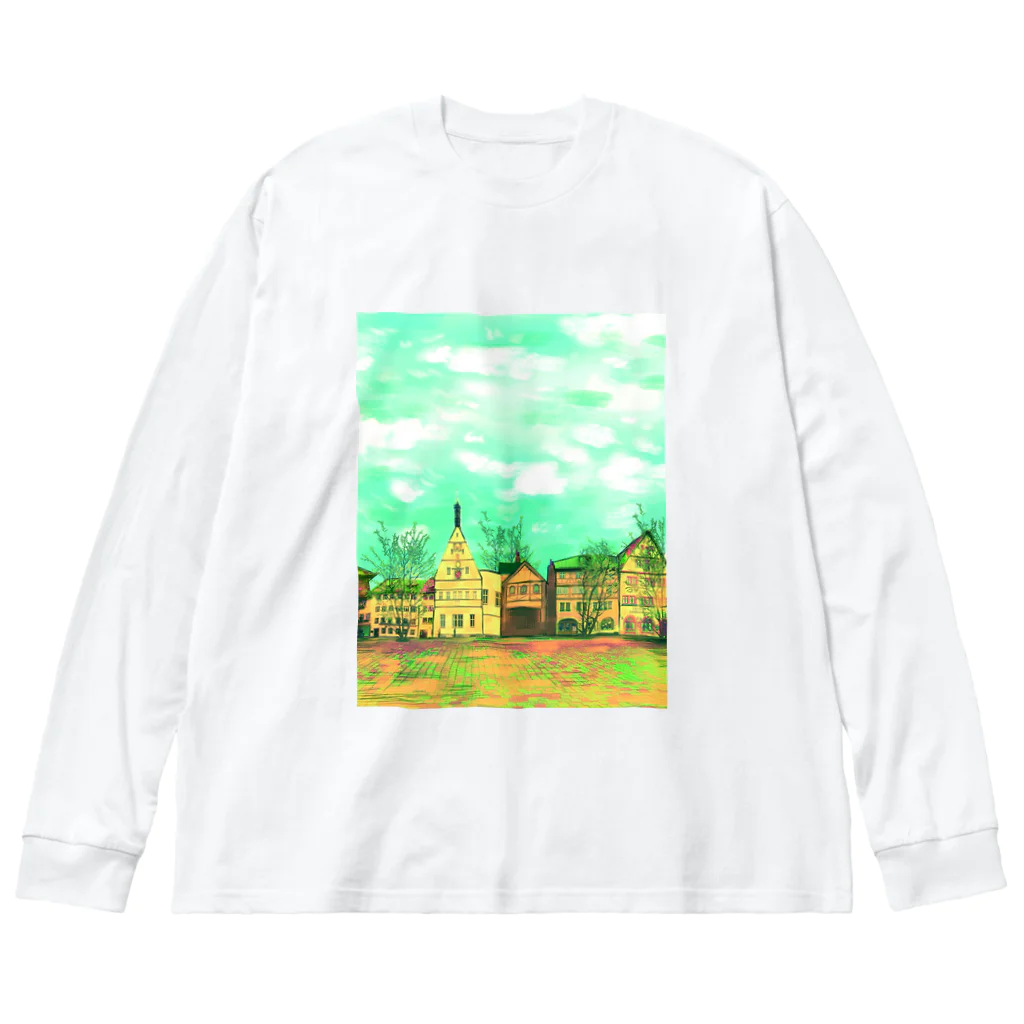 ふわりの絵画のような街（元気色） Big Long Sleeve T-Shirt