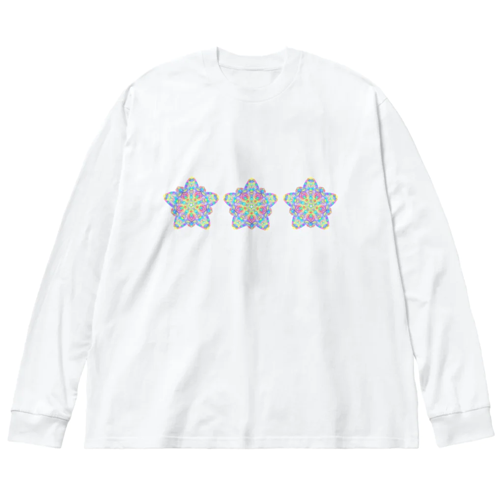 まりわのお店 ★万華鏡花火★和柄★繰り返す柄★　のpastel star Big Long Sleeve T-Shirt