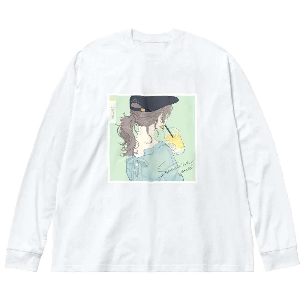 赤倉のレモン好きな女の子 루즈핏 롱 슬리브 티셔츠