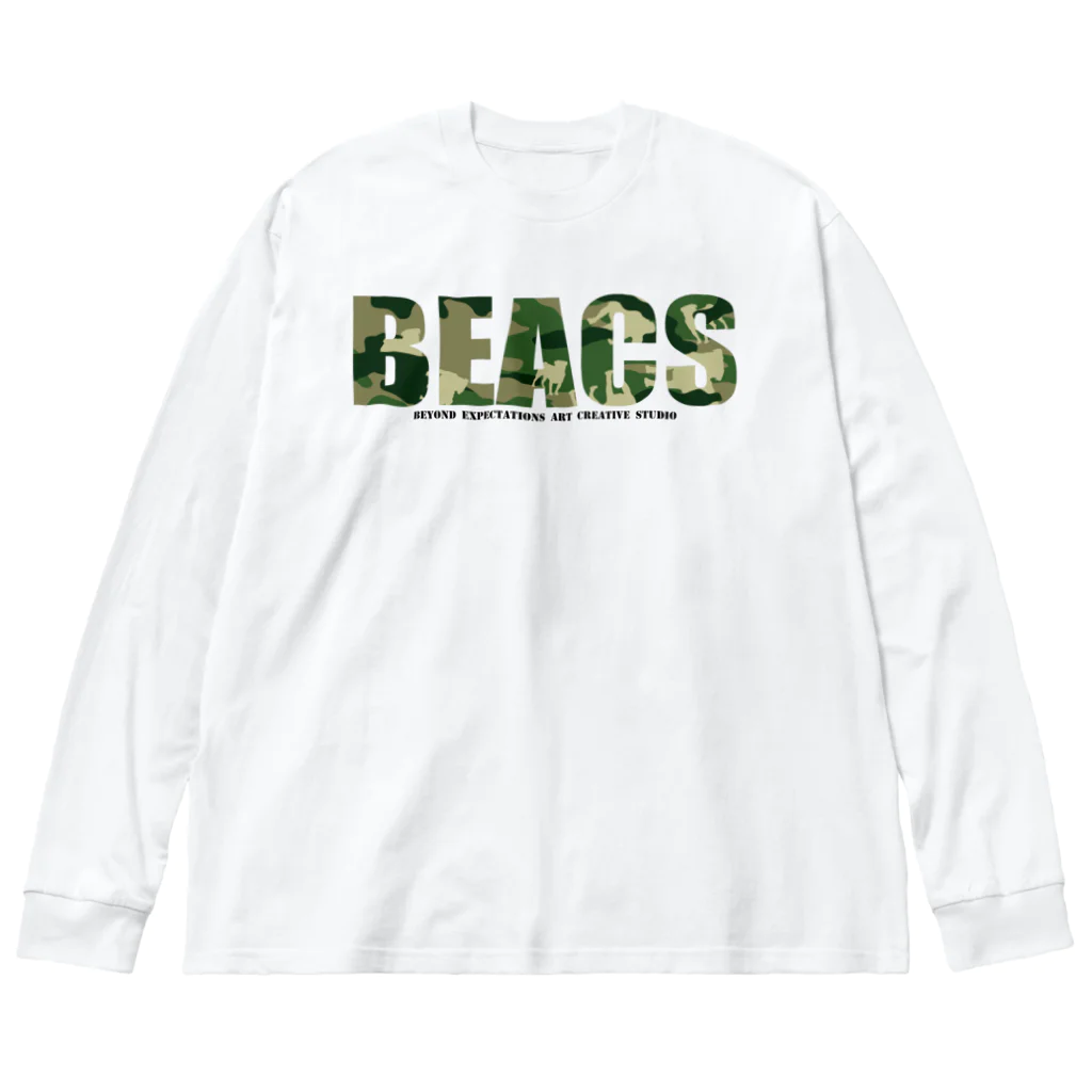 BEACSのBEACS　ロゴ1（パグ） ビッグシルエットロングスリーブTシャツ