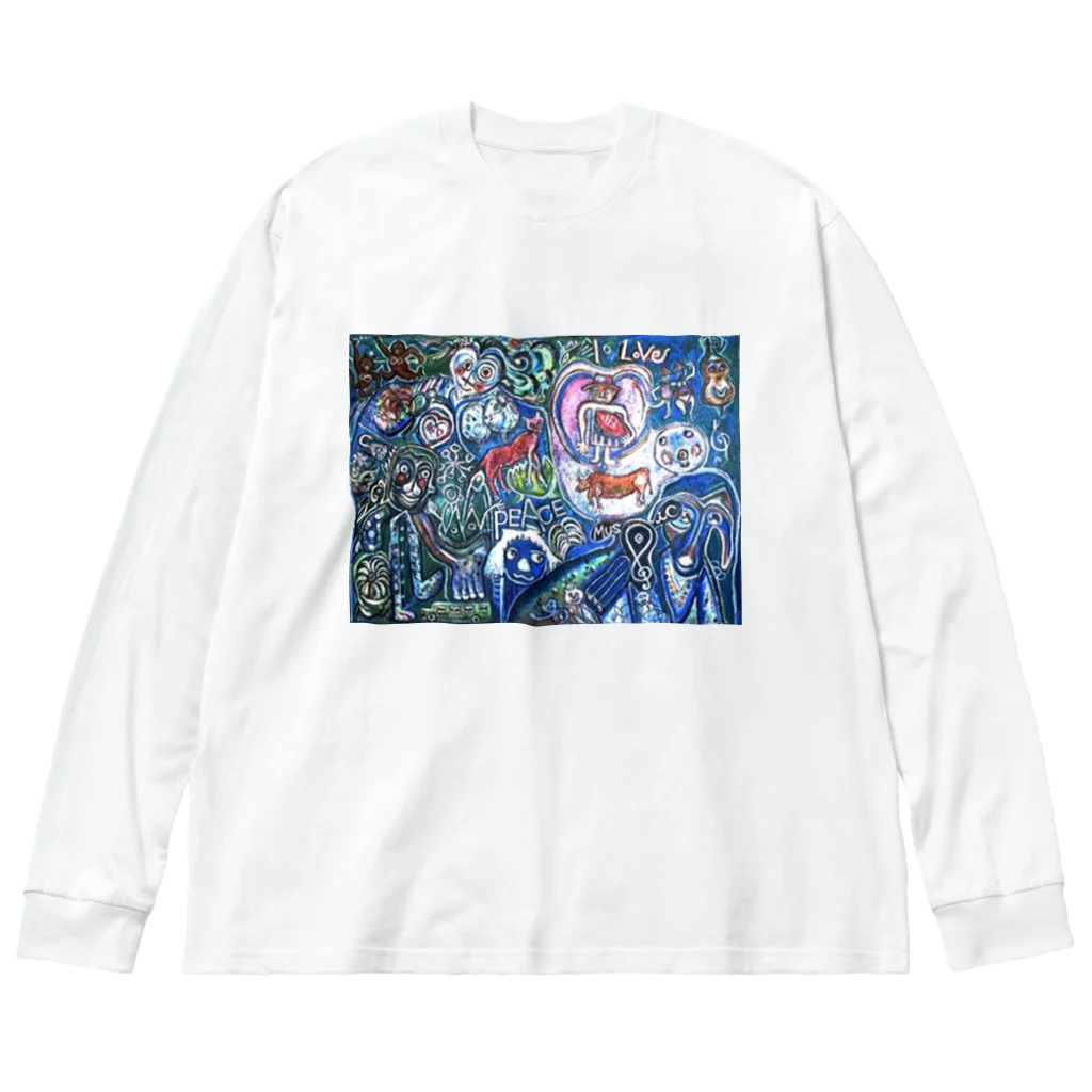 KariyushiYoronのLove&Peace ビッグシルエットロングスリーブTシャツ