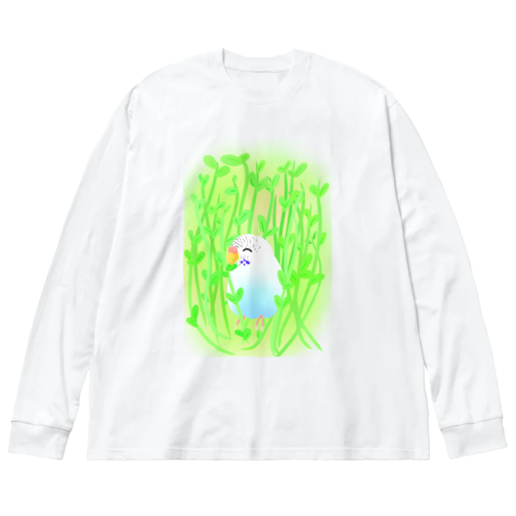 Lily bird（リリーバード）の豆苗まみれのセキセイちゃん Big Long Sleeve T-Shirt