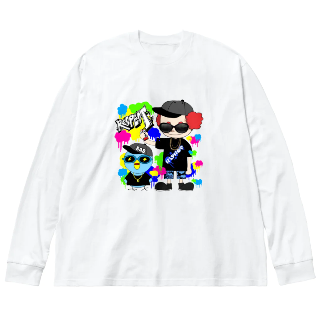 秘密結社(ㆁөㆁ)青い鳥のギャングスタ＆唯我HIPHOP丸シリーズ Big Long Sleeve T-Shirt