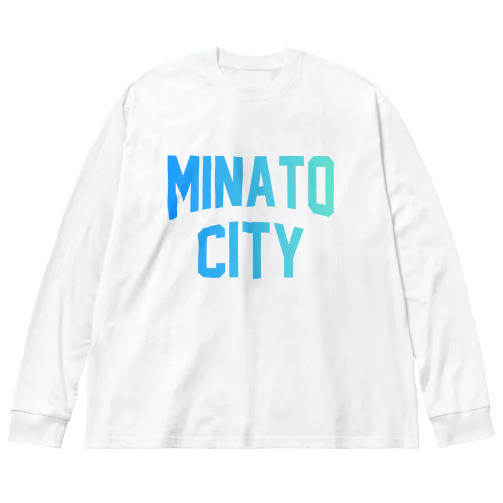 JIMOTO Wear Local Japanの港区 MINATO CITY ロゴブルー ビッグシルエットロングスリーブTシャツ