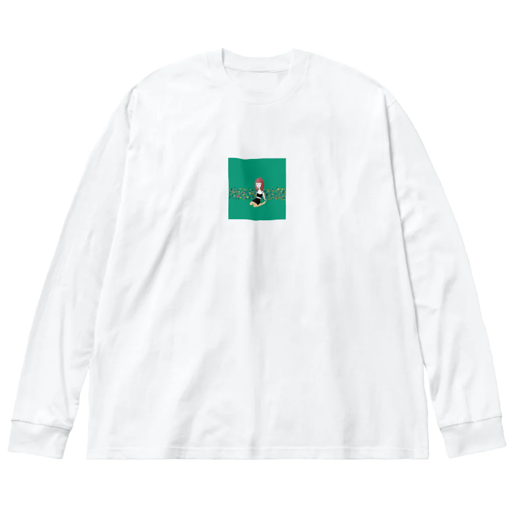 Moyaの緑の女の子 ビッグシルエットロングスリーブTシャツ