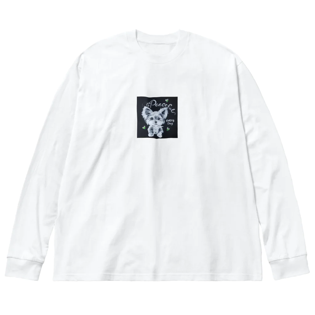 ぱすてるPOPの黒板わんにゃんのヨークシャテリア Big Long Sleeve T-Shirt