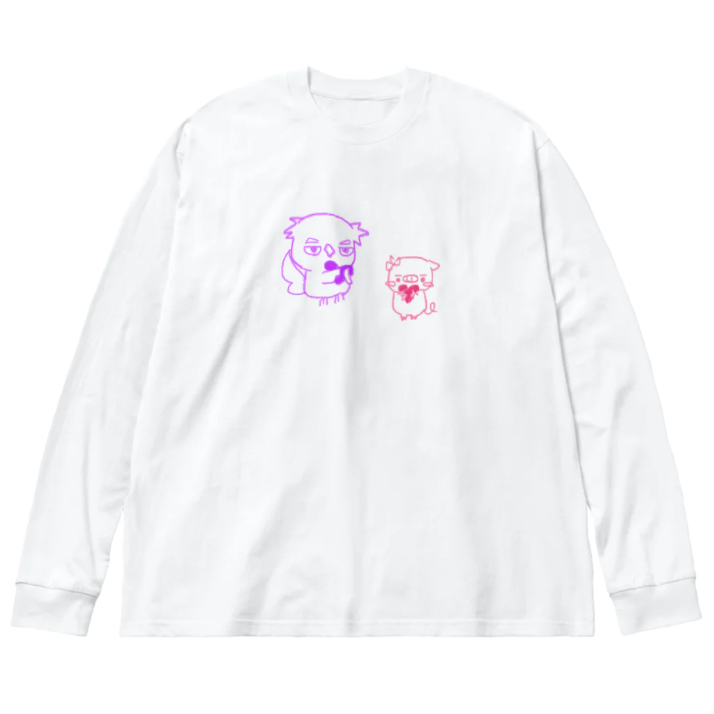 ふくろうくんとぶたちゃんのふくろうくんとぶたちゃん ビッグシルエットロングスリーブTシャツ