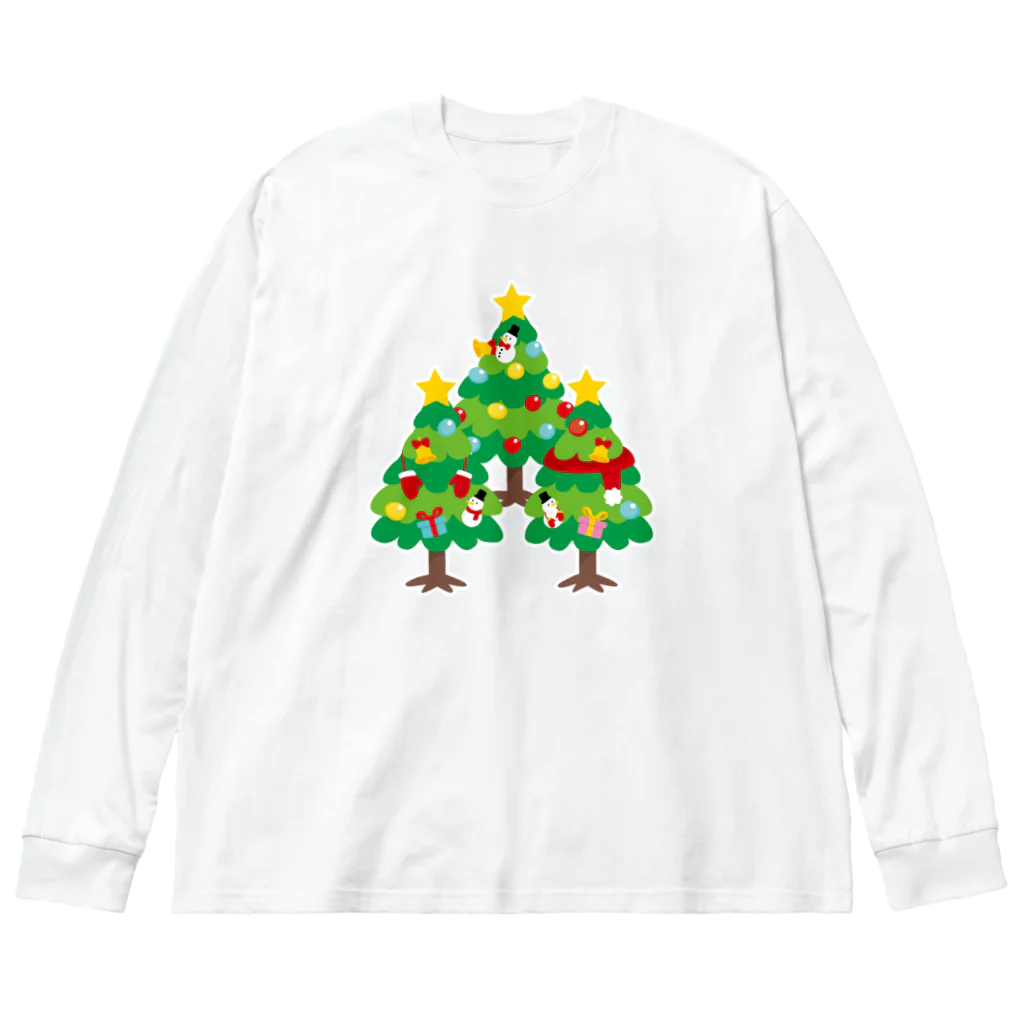 イラスト MONYAAT の森さんのクリスマスA クリスマスツリー ビッグシルエットロングスリーブTシャツ