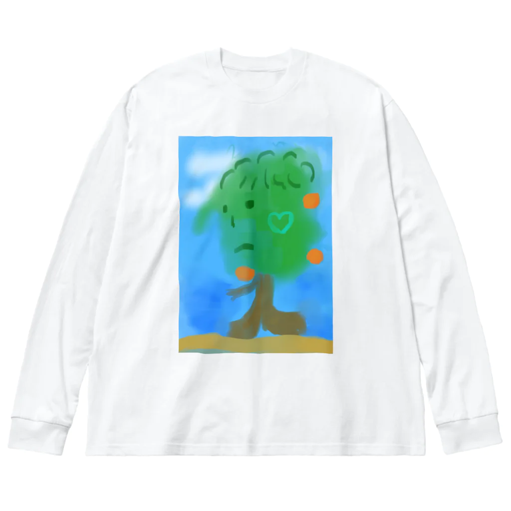 ぷ～まる◎のびっくりshopの木が歩く ビッグシルエットロングスリーブTシャツ