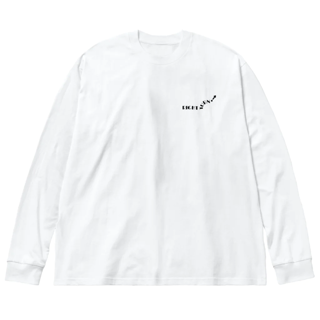 sssssksssssのTURN RIGHT white ビッグシルエットロングスリーブTシャツ