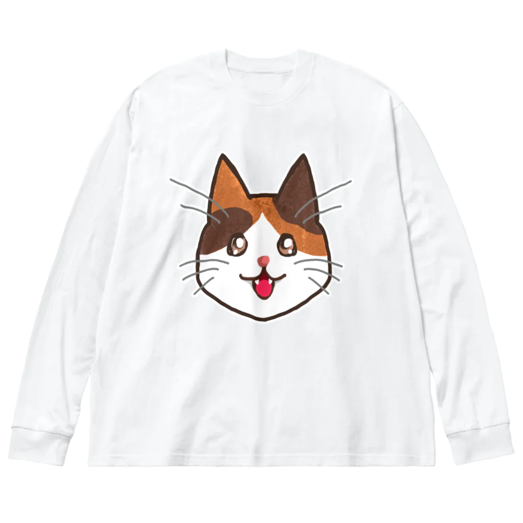 コナカマ通販SUZURI支店の三毛猫ちゃん ビッグシルエットロングスリーブTシャツ