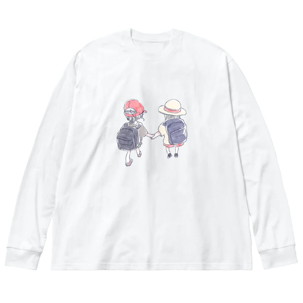 浅山しおん（ハリネズミのソフィー）のオリジナル　手を繋いで歩く幼い二人の女の子 Big Long Sleeve T-Shirt