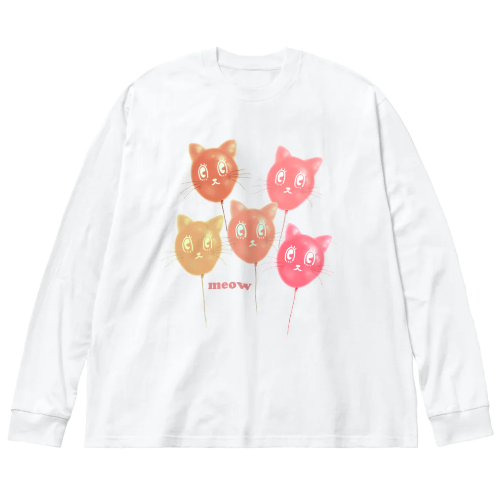 yuccoloの風船猫 ビッグシルエットロングスリーブTシャツ