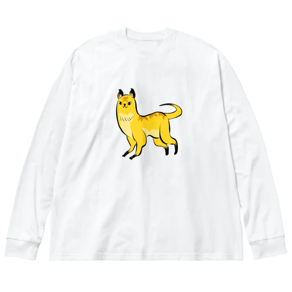 かわいい尻子玉の天啓猫さん(文字なし) ビッグシルエットロングスリーブTシャツ