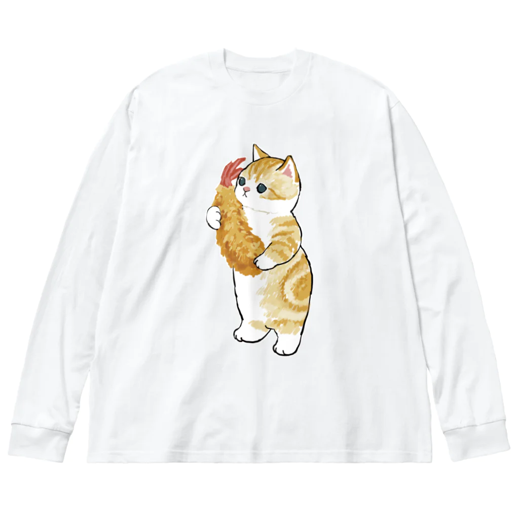 mofusandのえびふらいに恋するにゃん ビッグシルエットロングスリーブTシャツ