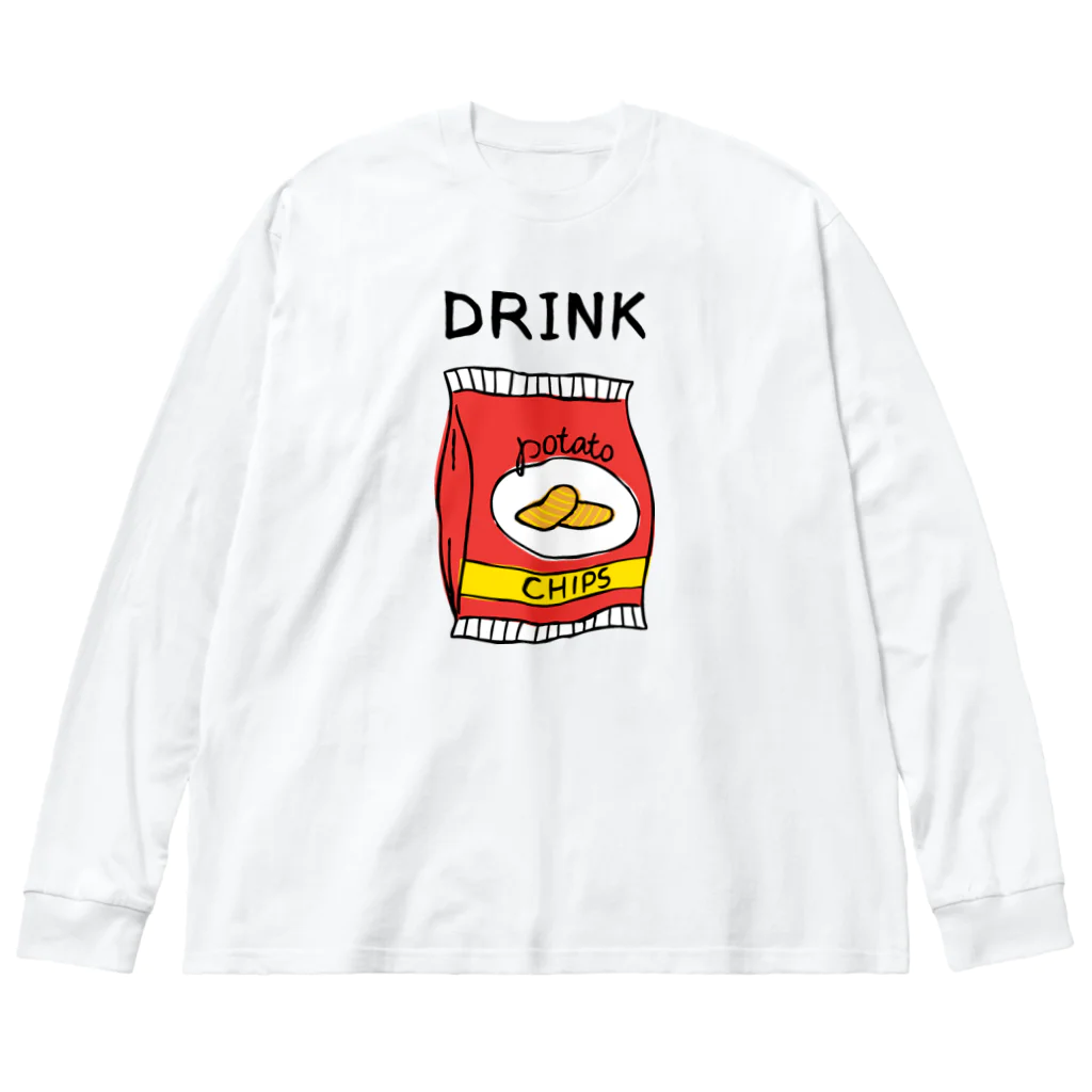 gemgemshopのポテチは飲み物 ビッグシルエットロングスリーブTシャツ