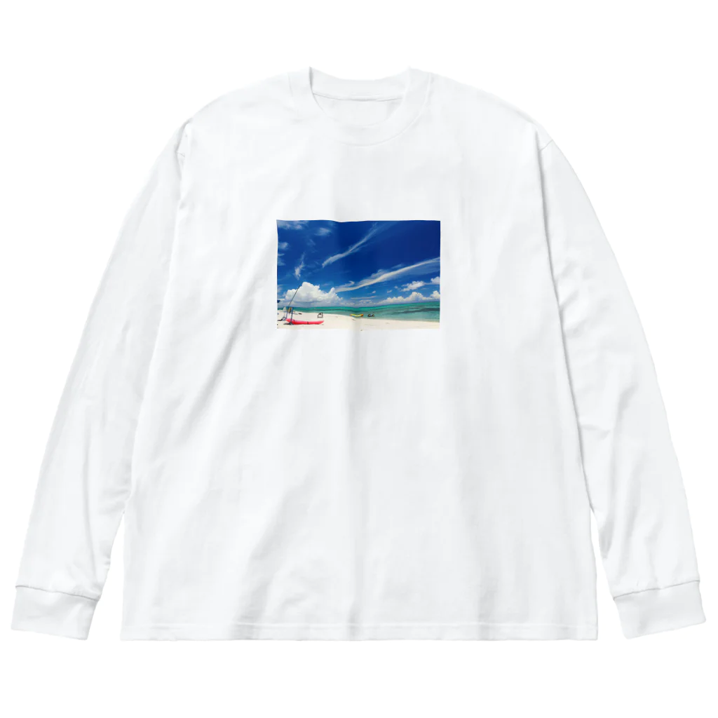 SAKURA スタイルの白い砂浜とビーチ Big Long Sleeve T-Shirt