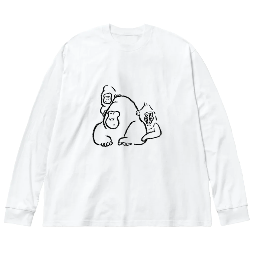 ぽぽの店のゴリラの親子とマンドリル Big Long Sleeve T-Shirt