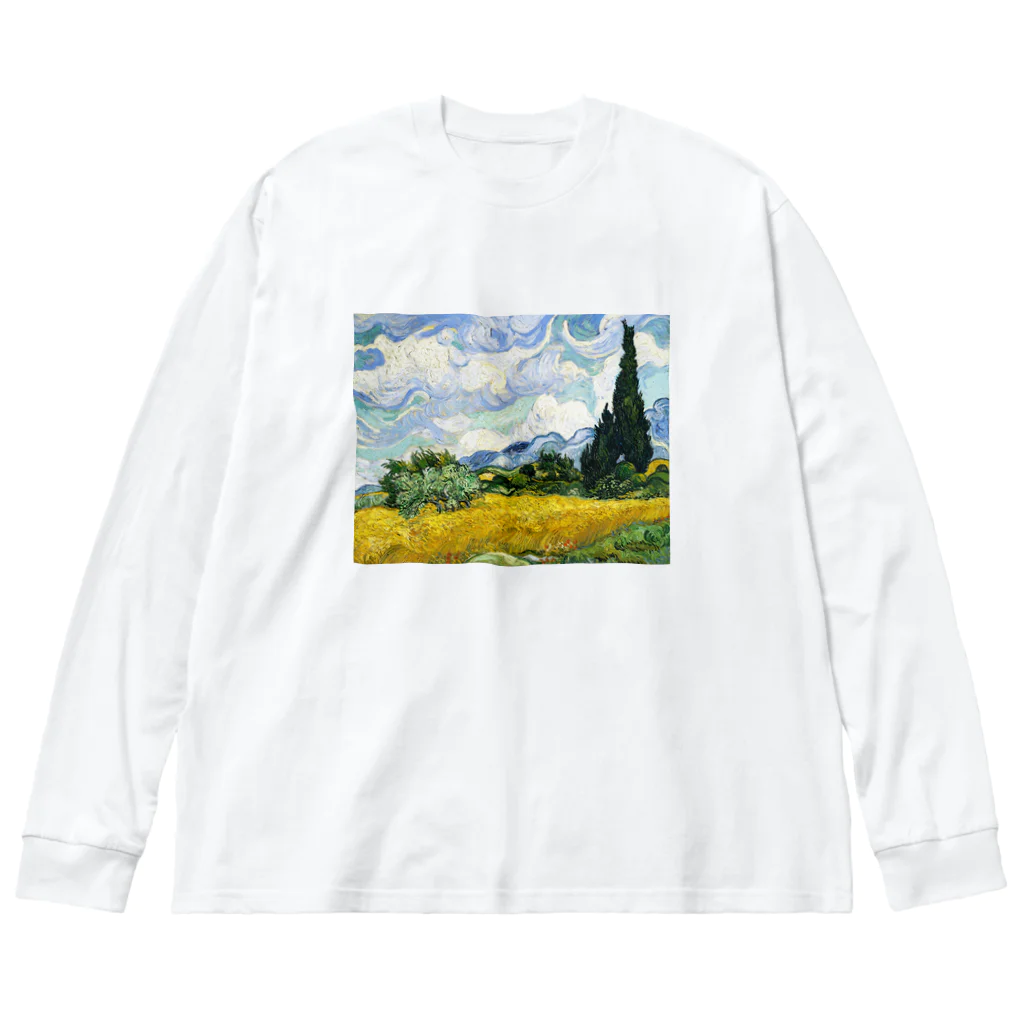 鉄火巻きのゴッホ_糸杉のある麦畑 Big Long Sleeve T-Shirt