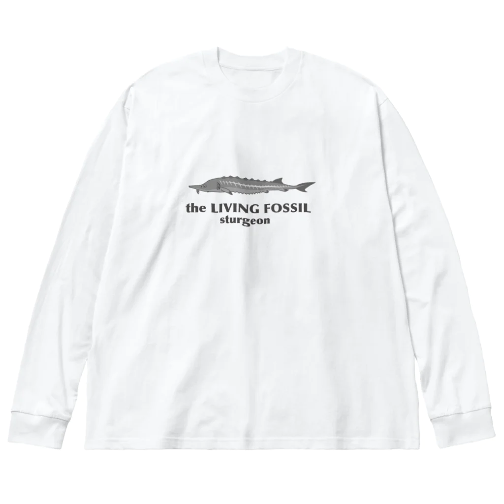 mojokinnの生きる化石（チョウザメ） ビッグシルエットロングスリーブTシャツ