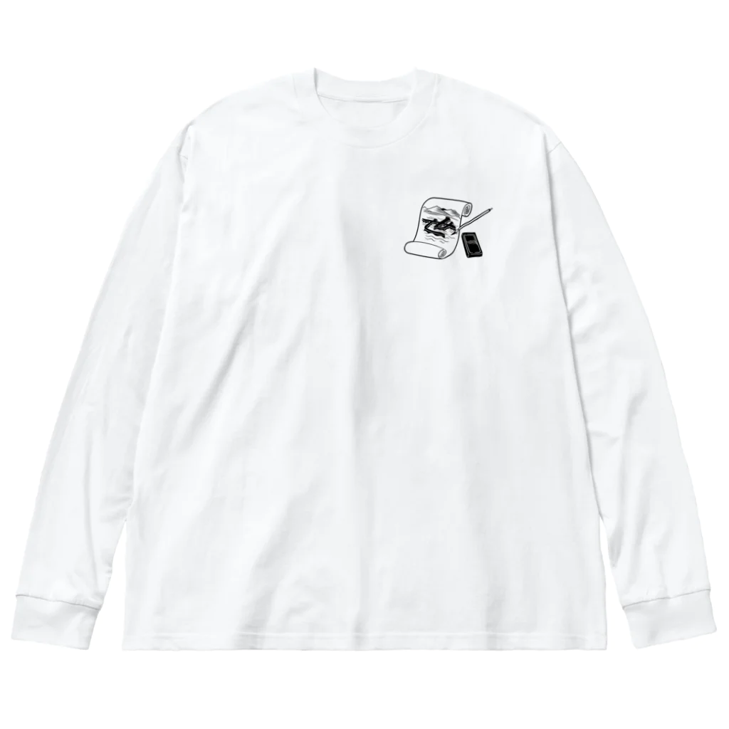 nidan-illustrationの"荒瀧に大鯉を捕ふ圖" #2 ビッグシルエットロングスリーブTシャツ