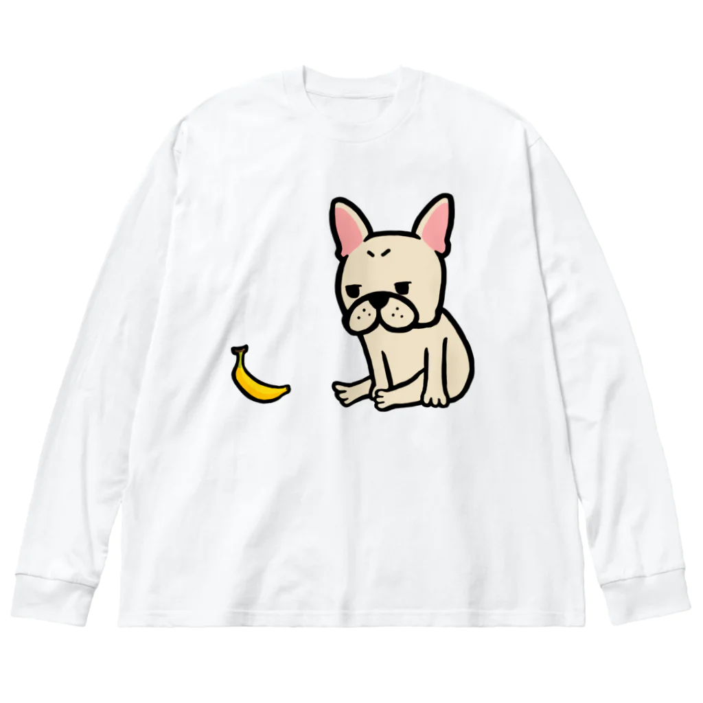 Blanc.P(ぶらんぴー)の店のバナナとフレンチブルドッグ ビッグシルエットロングスリーブTシャツ