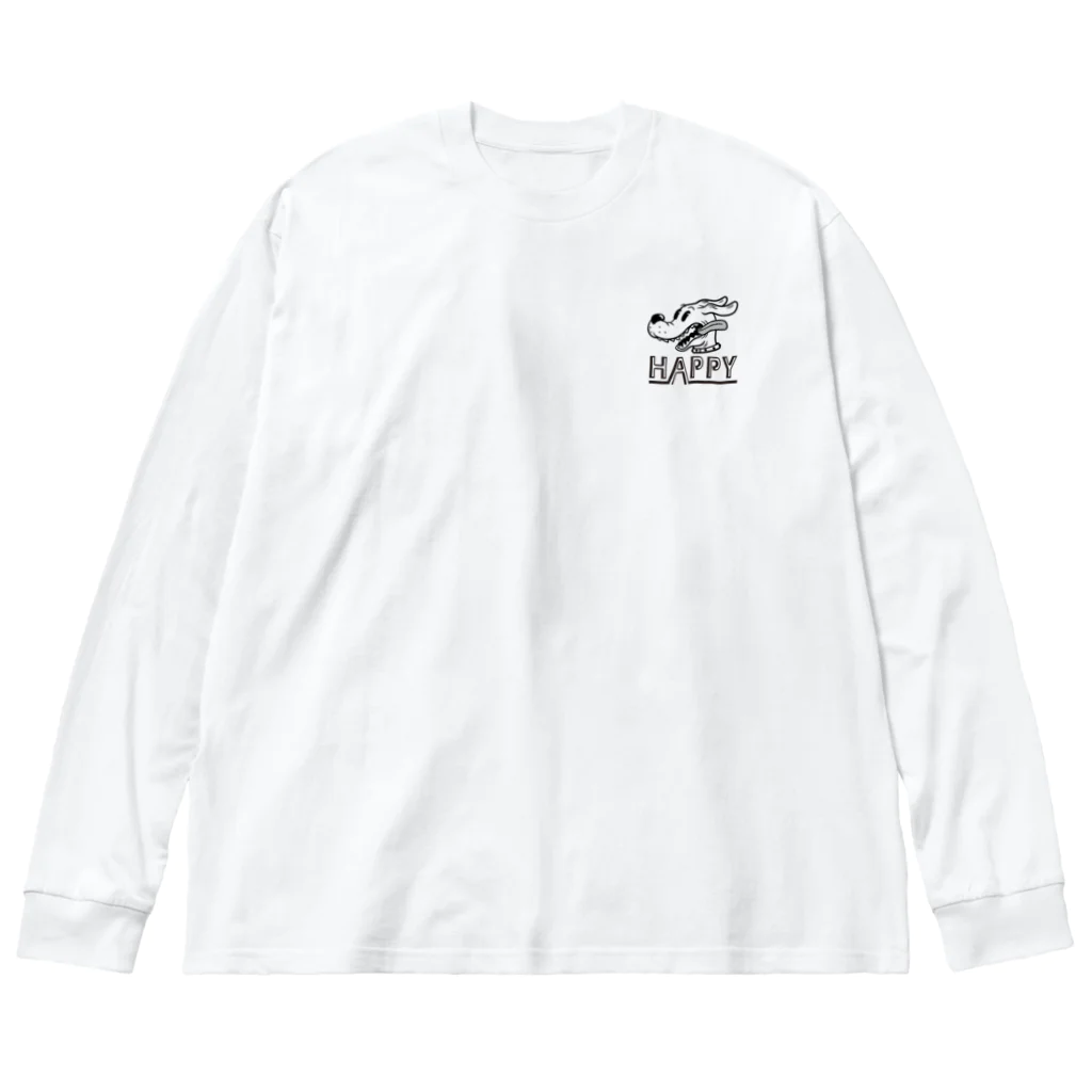 nidan-illustrationのhappy dog -happy flight- (black ink) Big Long Sleeve T-Shirt