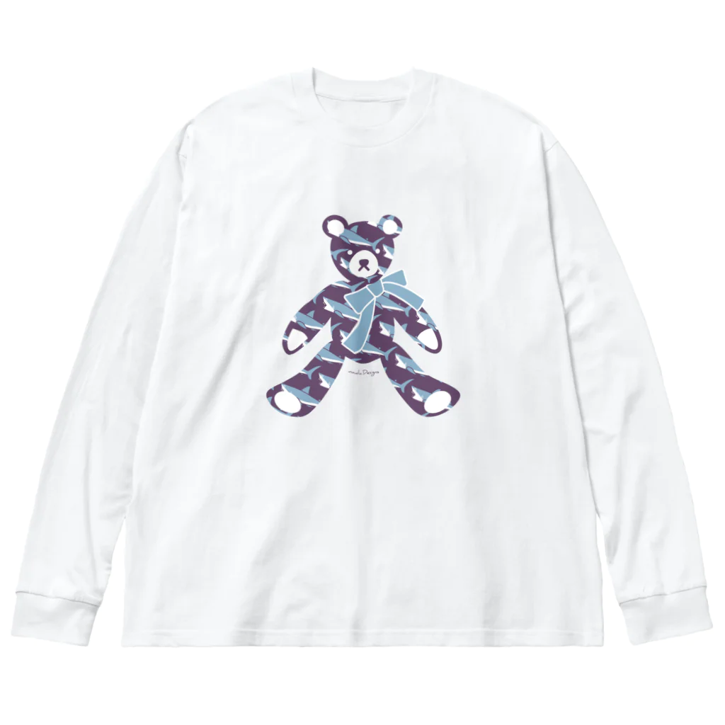 さかたようこ / サメ画家のサメ好きのためのテディベア| Water Purple ビッグシルエットロングスリーブTシャツ