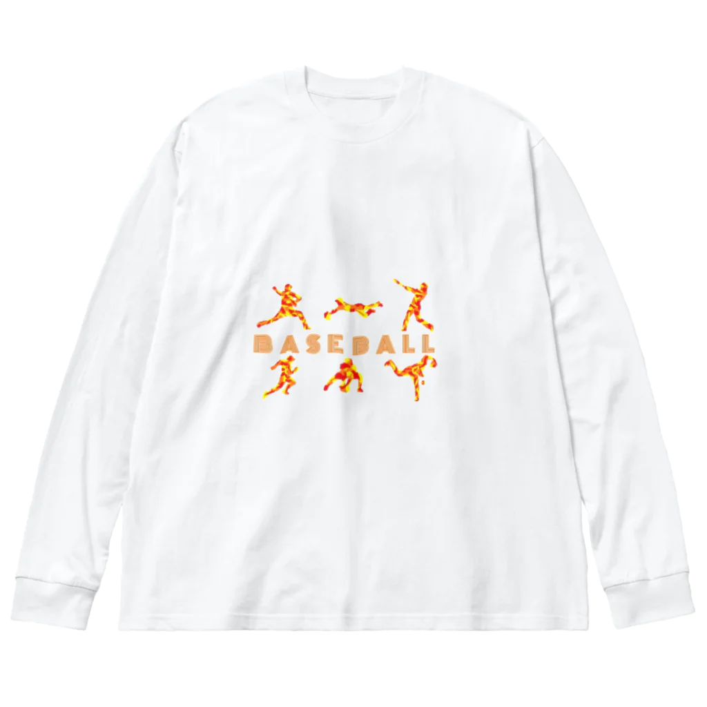 ベースボール一八の野球迷彩柄レッド系 Big Long Sleeve T-Shirt