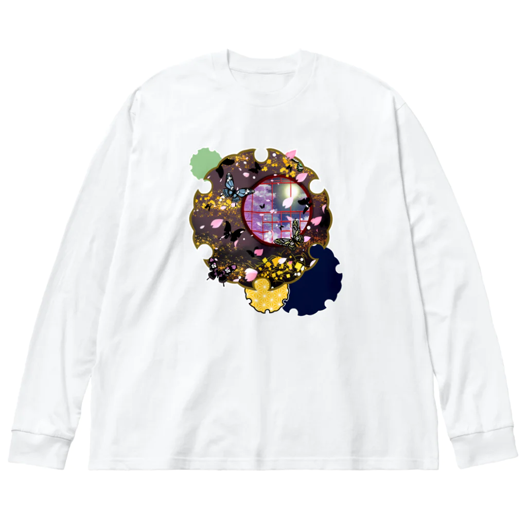 DSM/冴木みやこの雪輪に夜桜蝶 ビッグシルエットロングスリーブTシャツ