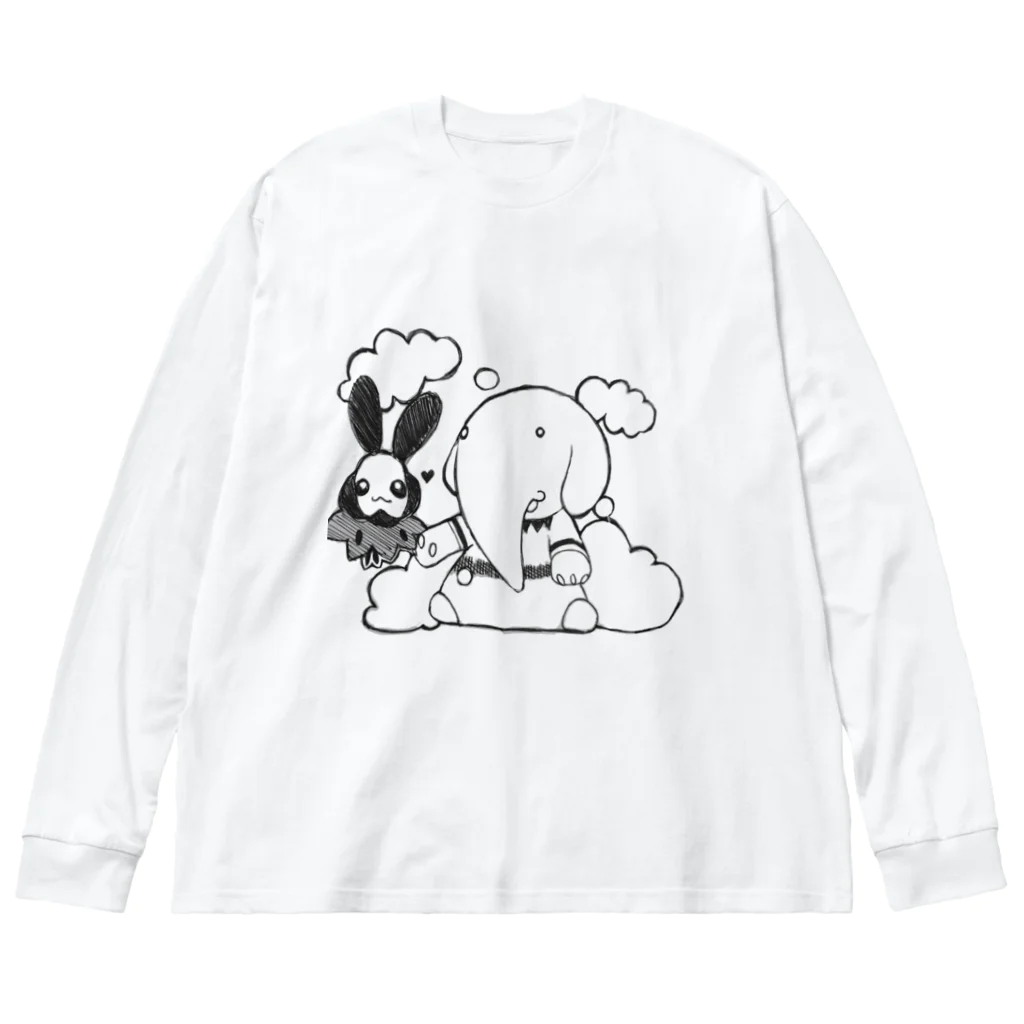 yuringのぱおんくんとうさはねちゃん。 ビッグシルエットロングスリーブTシャツ