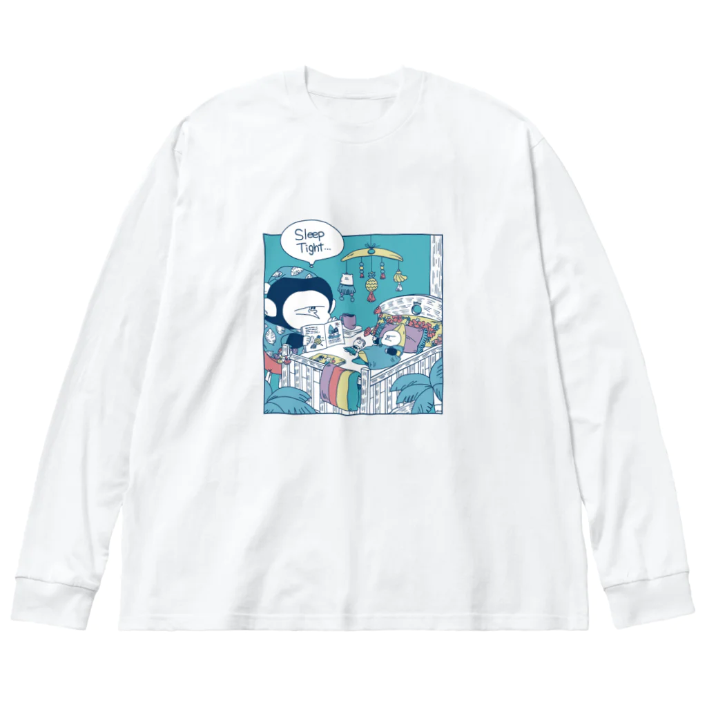 MINI BANANA ゴリラの親子のMINI BANANA　夜 ビッグシルエットロングスリーブTシャツ