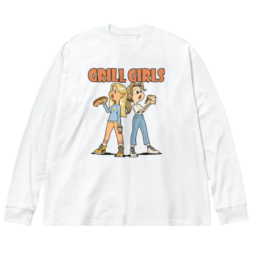 nidan-illustrationの"grill girls" ビッグシルエットロングスリーブTシャツ