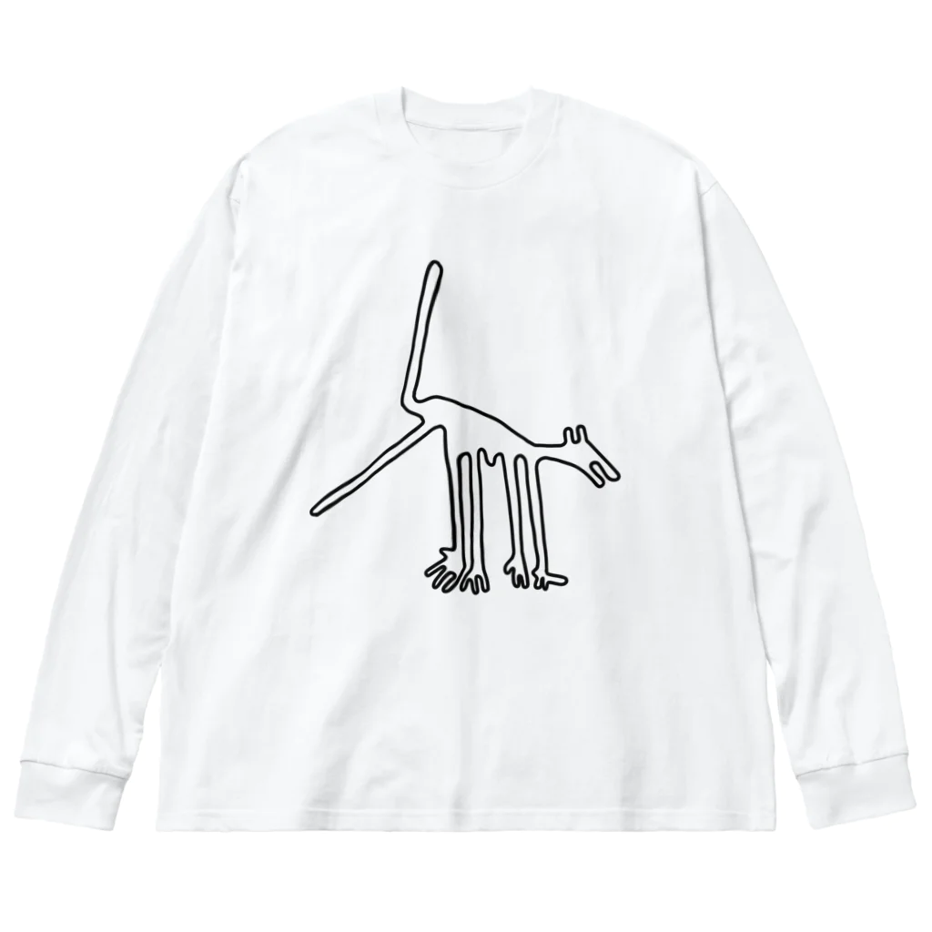 puikkoのナスカの地上絵　犬（黒） ビッグシルエットロングスリーブTシャツ