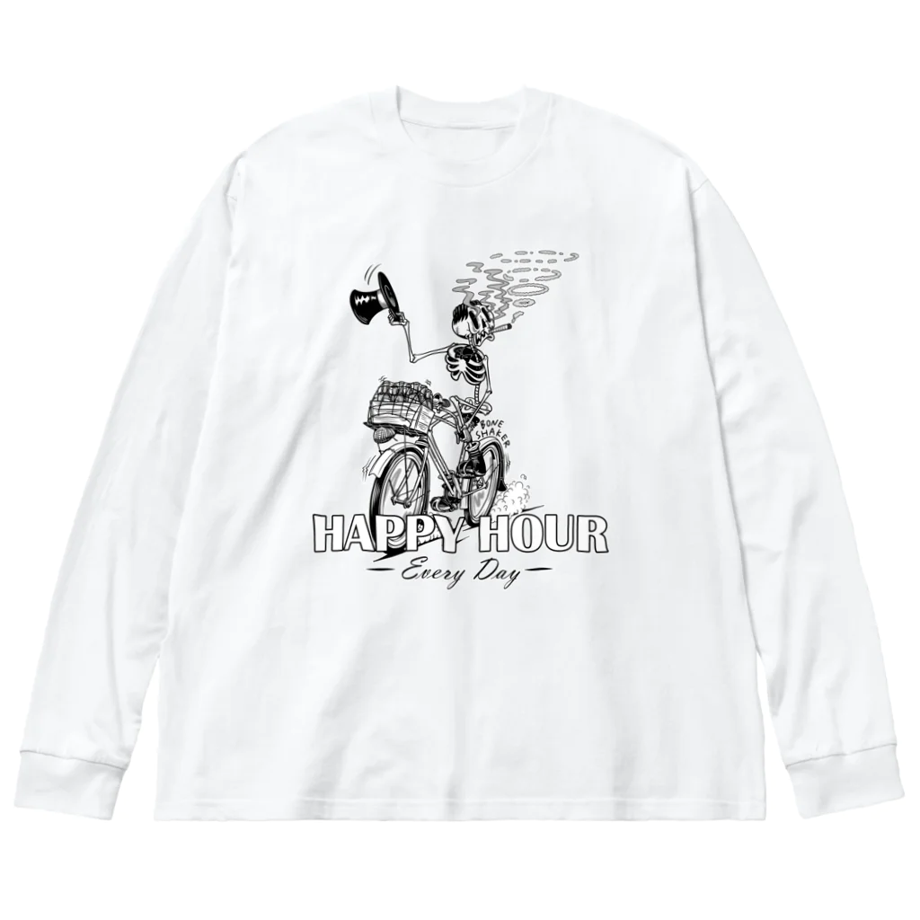 nidan-illustrationの"HAPPY HOUR"(B&W) #1 ビッグシルエットロングスリーブTシャツ