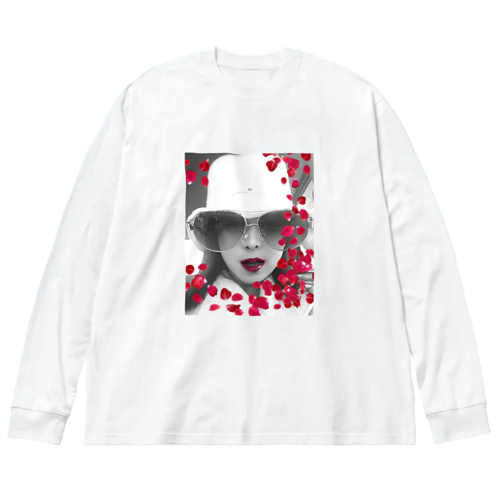 Redbabyの薔薇 front ビッグシルエットロングスリーブTシャツ