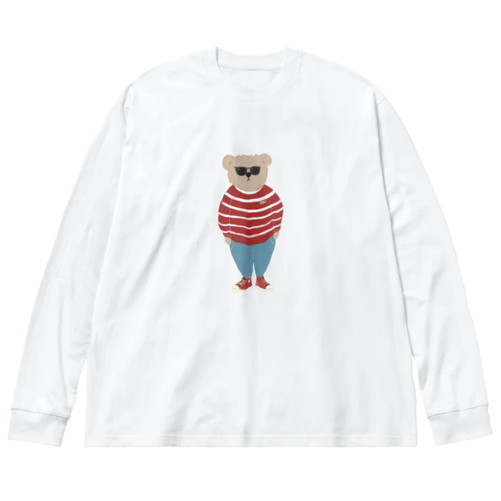 papiko くまさんの洋服を着てお出かけするクマさん　あか　シンプル Big Long Sleeve T-Shirt